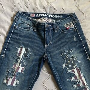 Affliction Jade Patriot Flap Crossroads Bootcut Jeans. NWOT